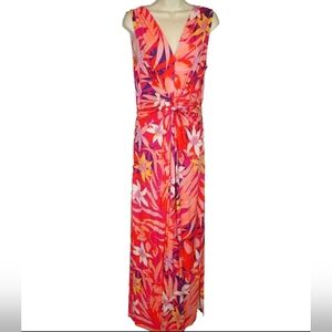 IMAN Global Chic Floral Women's Med Maxi Dress Twist Front Flowy Rayon NWT
